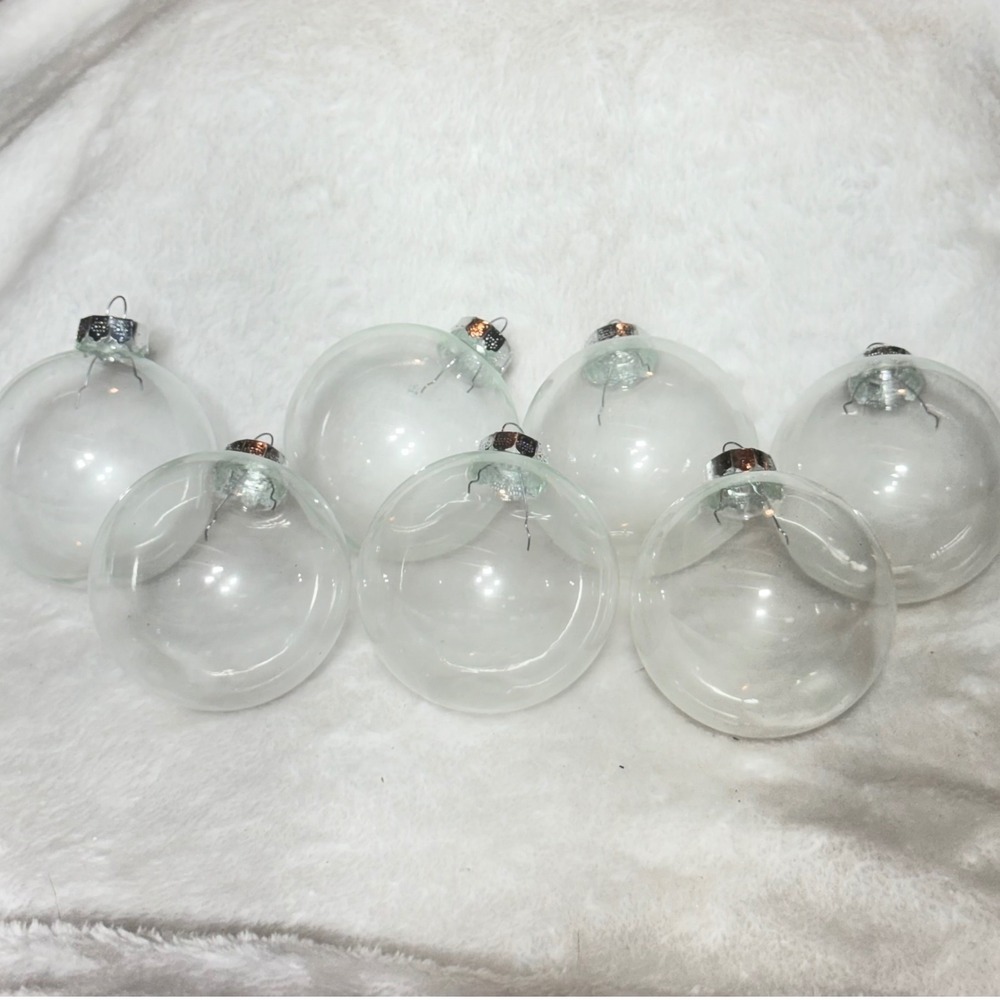 Clear Glass Ball Ornaments DIY Fillable Set of 7 Christmas Round Clear